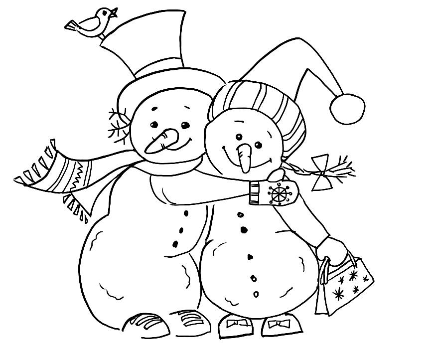 Раскраски снеговик, Раскраски онлайн скачать и распечатать в формате А4.