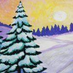 раскраска зимний лес для детей распечатать бесплатно