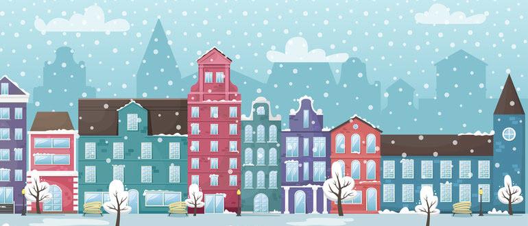 Свитшот «рисунок зимнего города. идет снег»