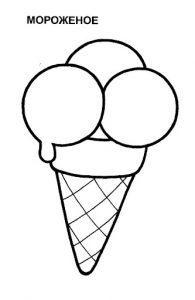 раскраска мороженое рожок с тремя шариками