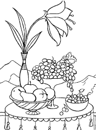 раскраска натюрморт с фруктами ваза