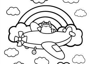 самолет под радугой раскраска для малышей