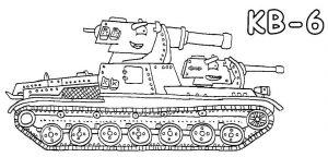Раскраска танк КВ-6 из мультика