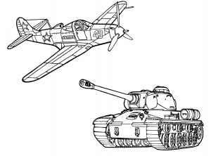 Раскраска танк с самолетом