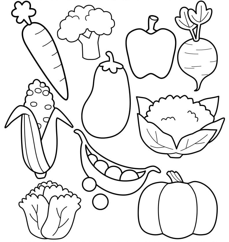 Раскраска Овощи для детей