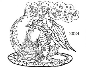 Раскраска новогодний дракон 2024