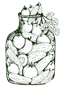 Раскраска овощи в банке рисунок