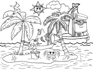 Раскраска море и пляж