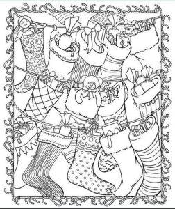 зимние раскраски антистресс носки с подарками